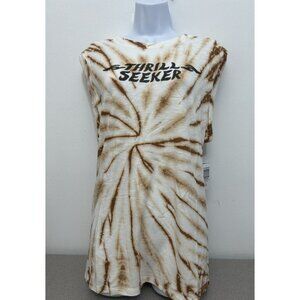 Torrid Woman’s Crew Neck, Roll Sleeve Muscle Top, Graphic Thrill Seeker, Size 1X